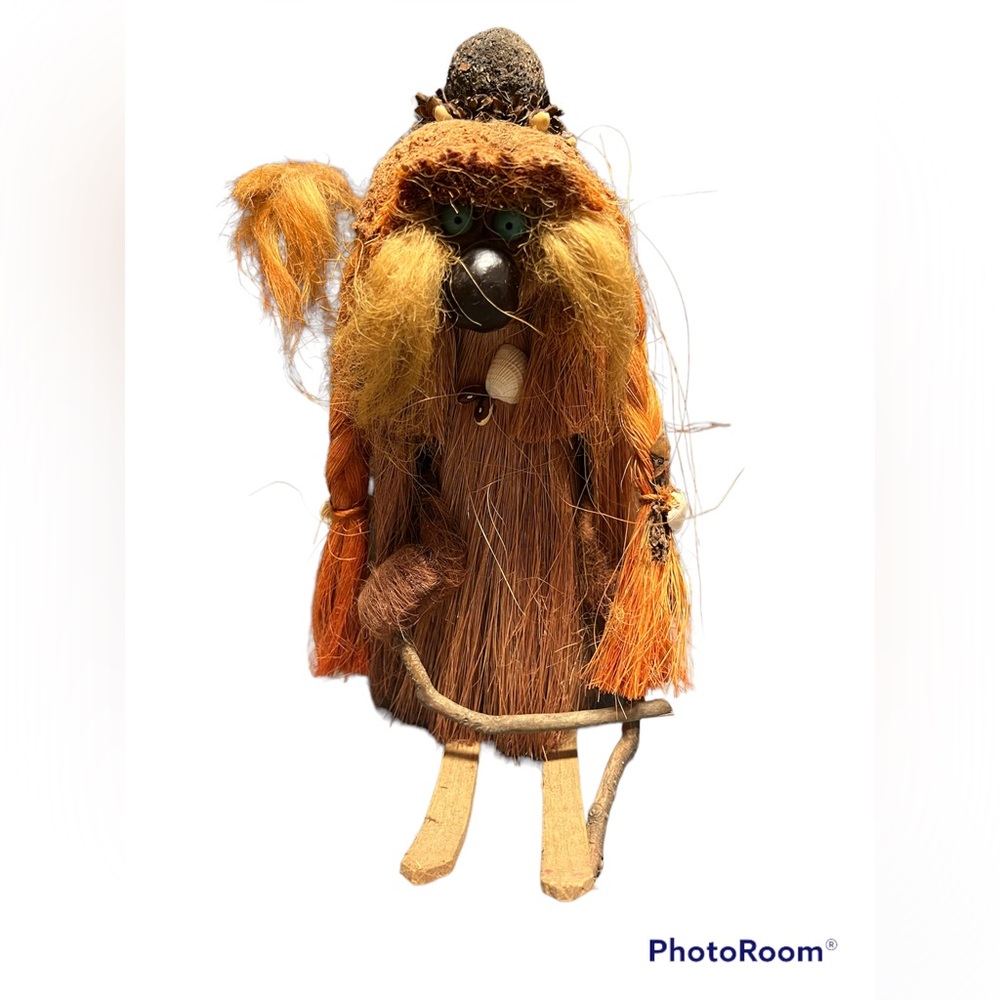 Folk Art Primitive Ski Souvenir Doll Man Wood Oddities